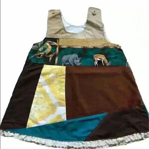 Zoo safari inspried pinafore a-line dress 2-3